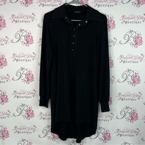 Eva Varro dress button down long sleeve Black long top comfy